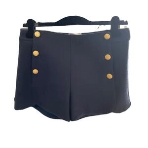 The cutest Sezane sailor navy shorts - cute gold button detail - wool. Size 38.